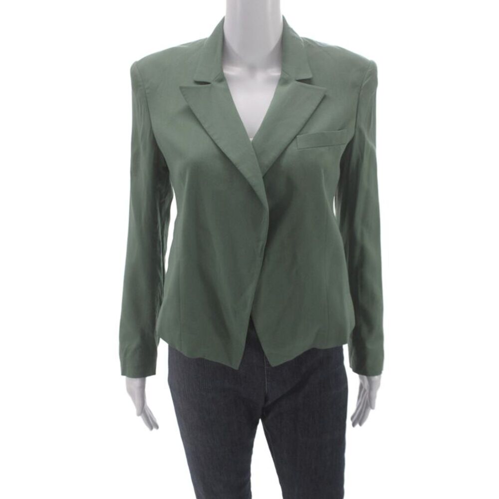 Theory Womens Viscose Blend Cropped Blazer Jacker Green Size 6